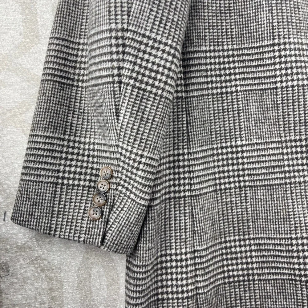 Lauren Ralph Lauren Black Label Men Gray Glen Plaid Wool Blend Overcoat Coat 44R